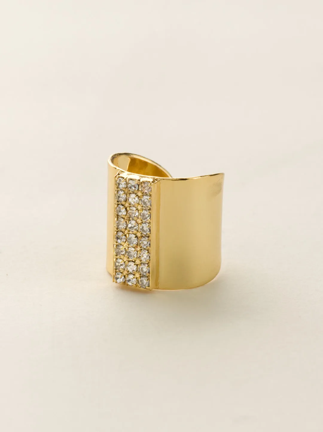 Crystal Rhinestone Rows Cuff Ring - RDD1BGCRY