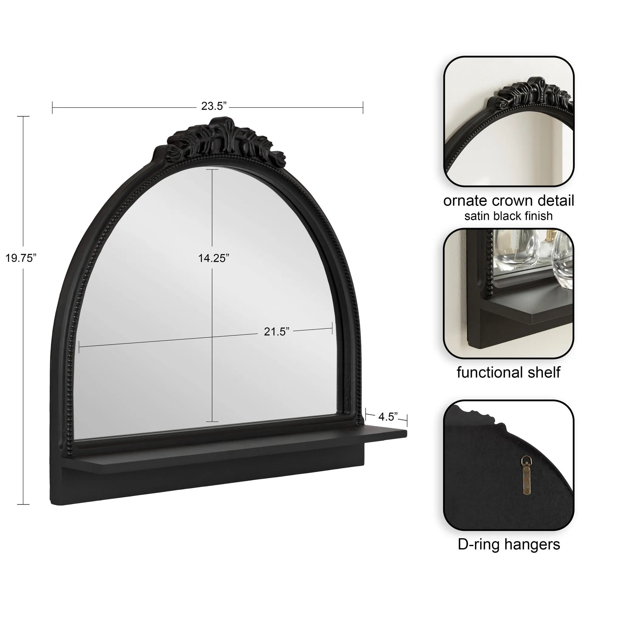 Dellona Arch Mirror with Shelf