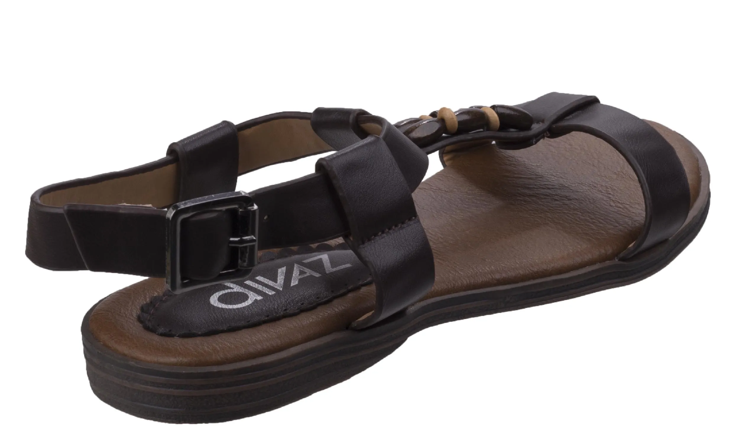 Divaz Hillary Womens Bead Detail Flat Casual Sandal
