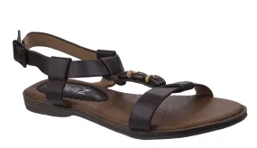 Divaz Hillary Womens Bead Detail Flat Casual Sandal