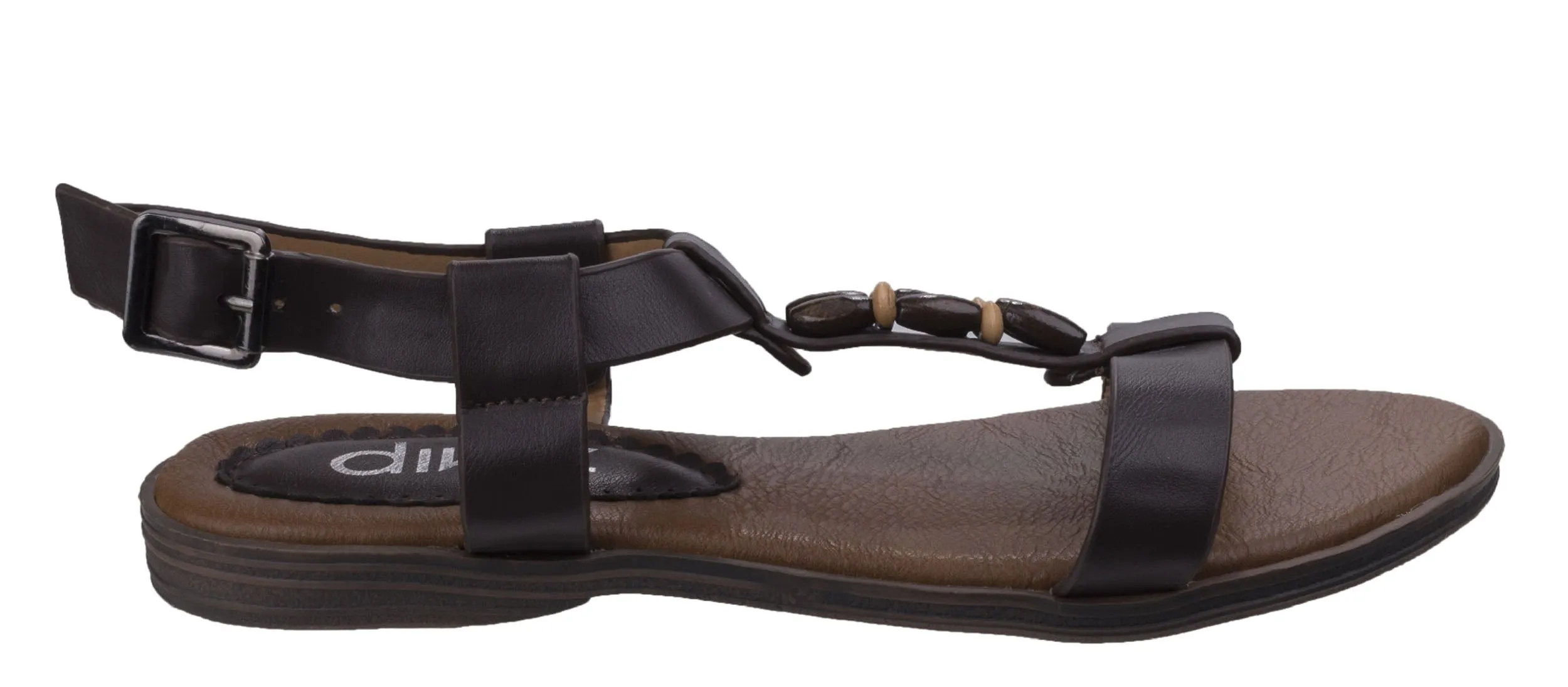 Divaz Hillary Womens Bead Detail Flat Casual Sandal