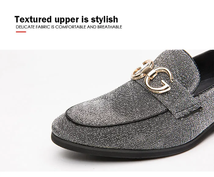 Fashion Design Casual Bling Leather Shoes Men Brand Lazy Footwear Slip On Loafers Driving Shoes