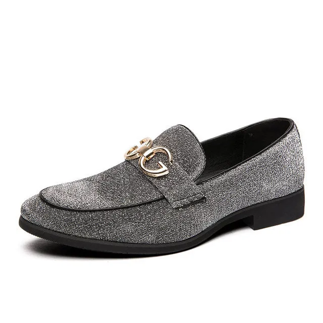 Fashion Design Casual Bling Leather Shoes Men Brand Lazy Footwear Slip On Loafers Driving Shoes