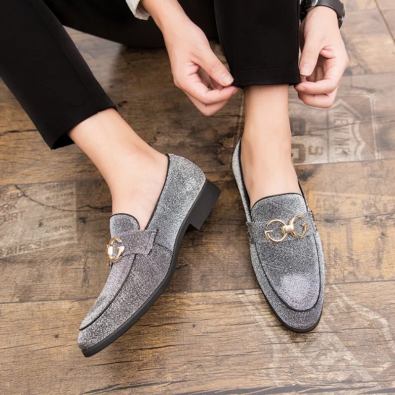 Fashion Design Casual Bling Leather Shoes Men Brand Lazy Footwear Slip On Loafers Driving Shoes