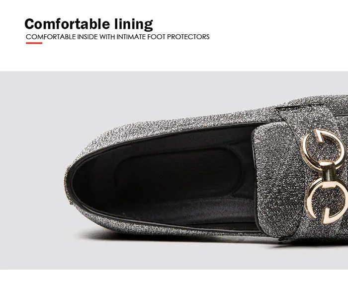 Fashion Design Casual Bling Leather Shoes Men Brand Lazy Footwear Slip On Loafers Driving Shoes