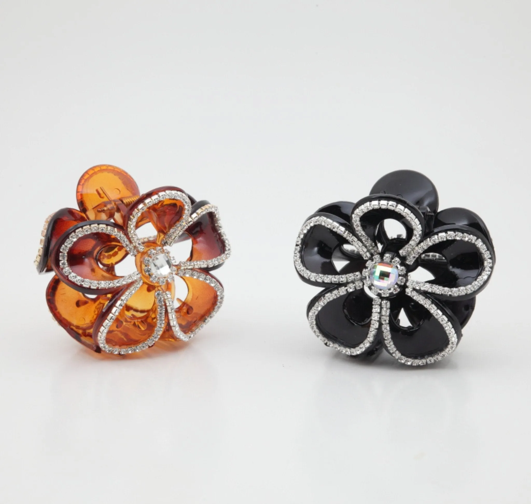 Five Petal Flower Rhinestone Decorative Hair Jaw Claw Clamp