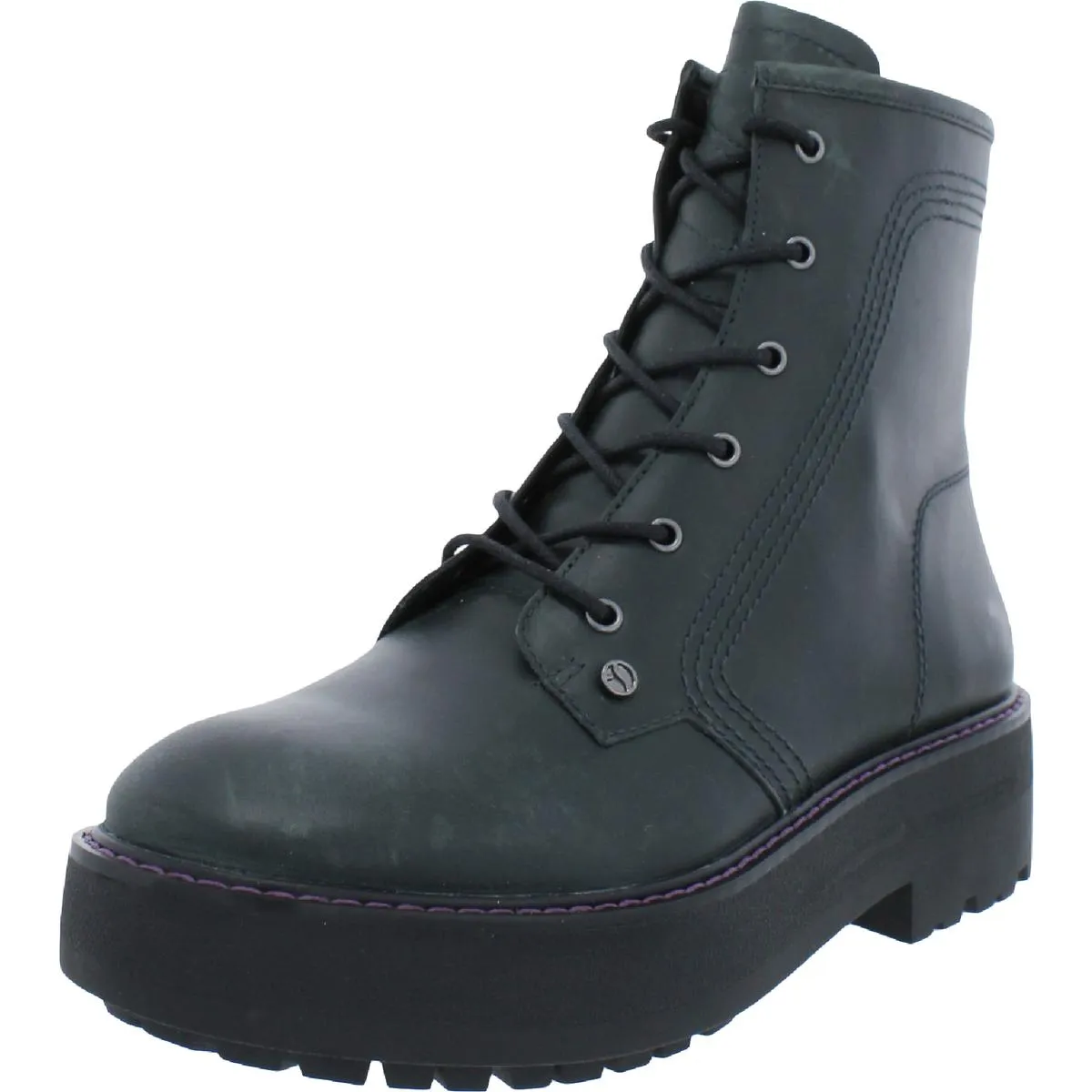 Franco Sarto Womens Jensine Leather Combat & Lace-up Boots