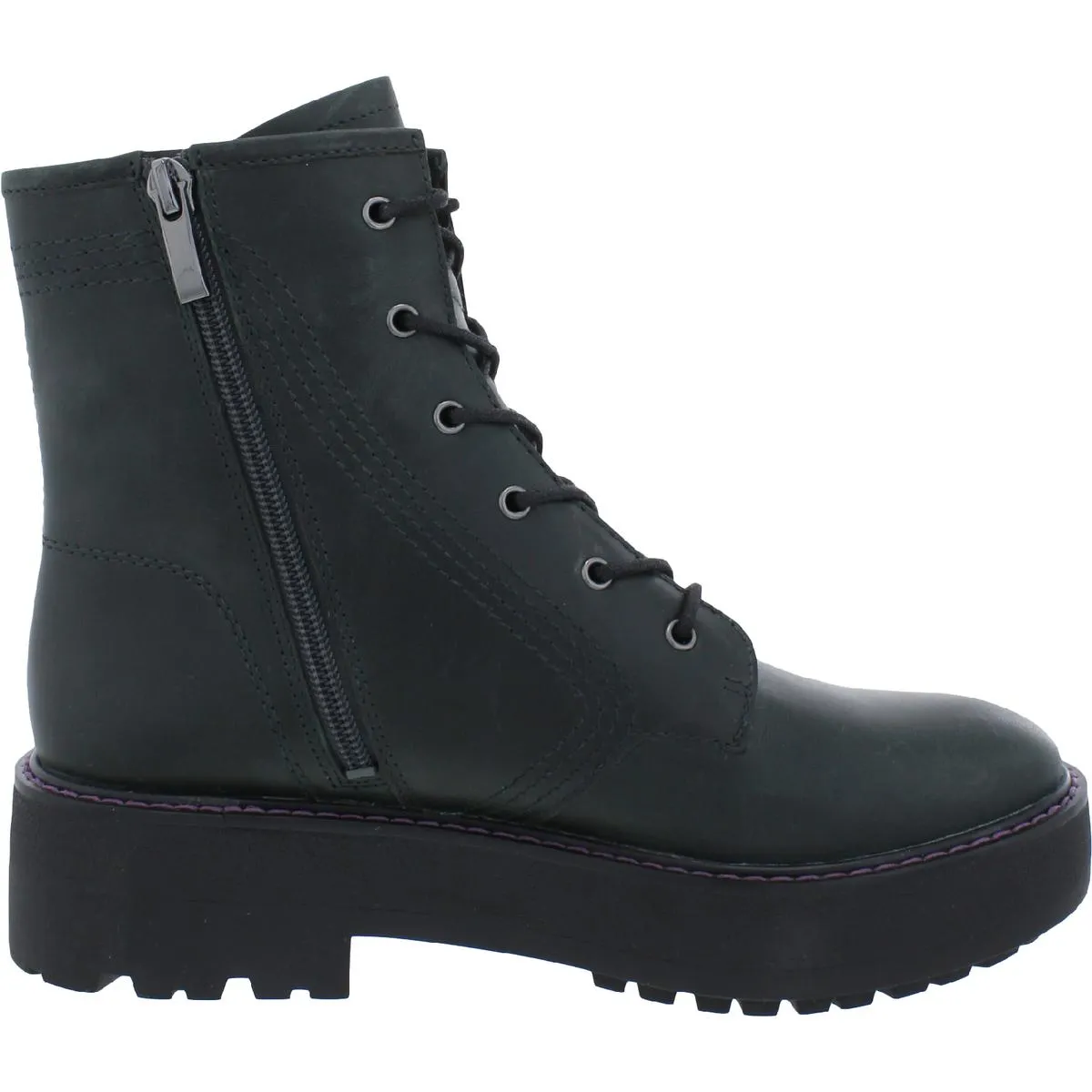 Franco Sarto Womens Jensine Leather Combat & Lace-up Boots