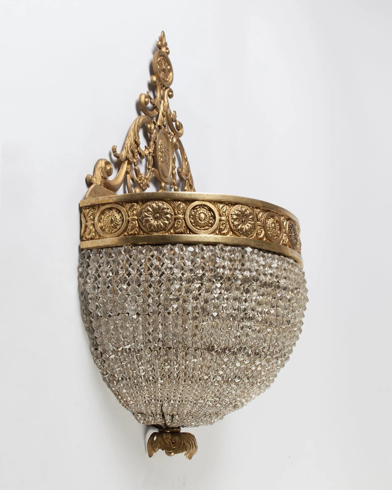 Gilded Sconces with Beaded Crystals