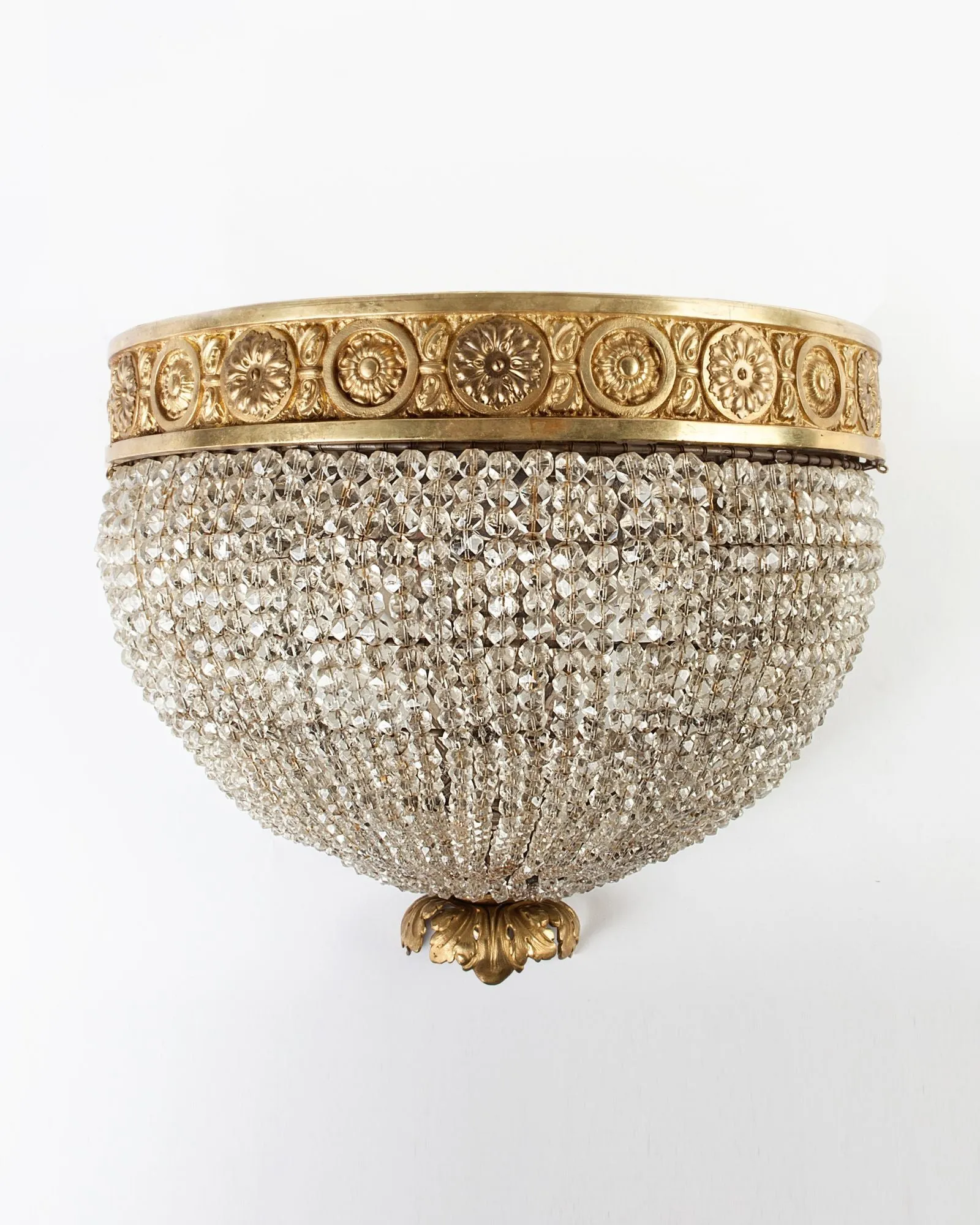 Gilded Sconces with Beaded Crystals