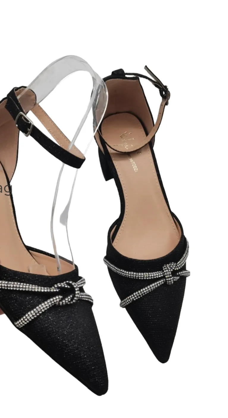 Glitter Strap Block Heel Shoe