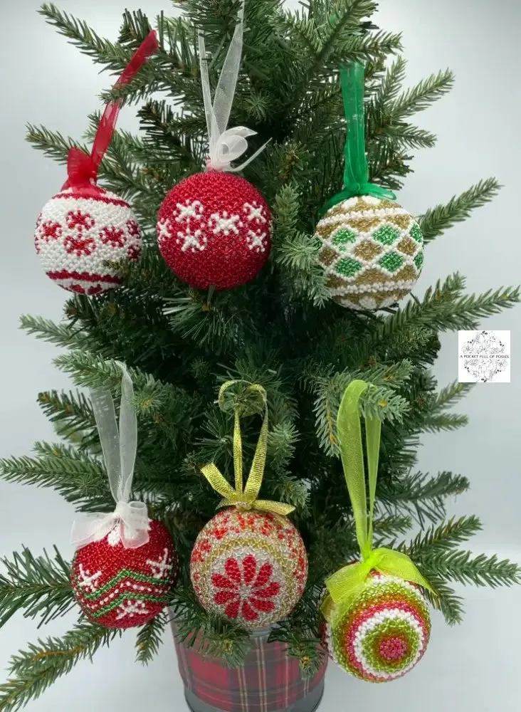 Handmade Beaded Hanging Christmas Ball Ornaments