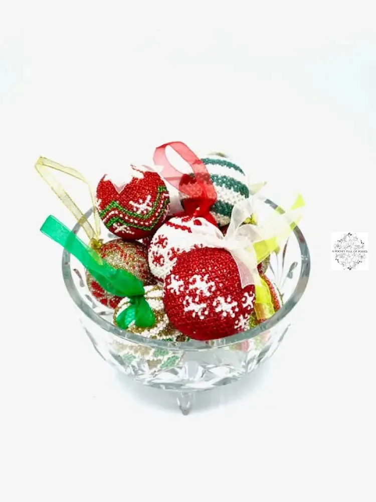 Handmade Beaded Hanging Christmas Ball Ornaments