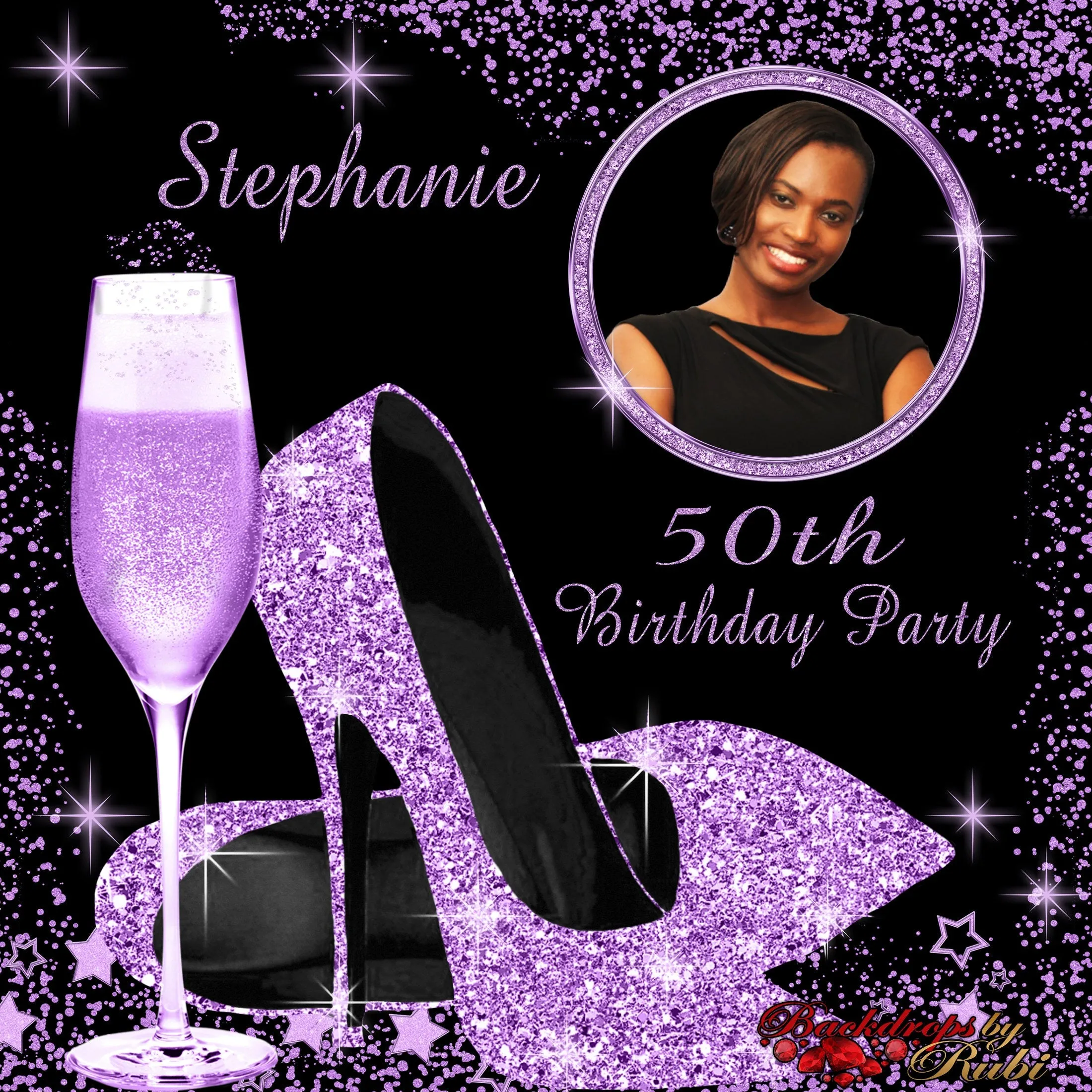 High Heels Backdrop, High Heels Birthday Backdrop, High Heel Shoe Stiletto Backdrop, Fabulous Birthday Backdrop, High Heels Glitter Purple
