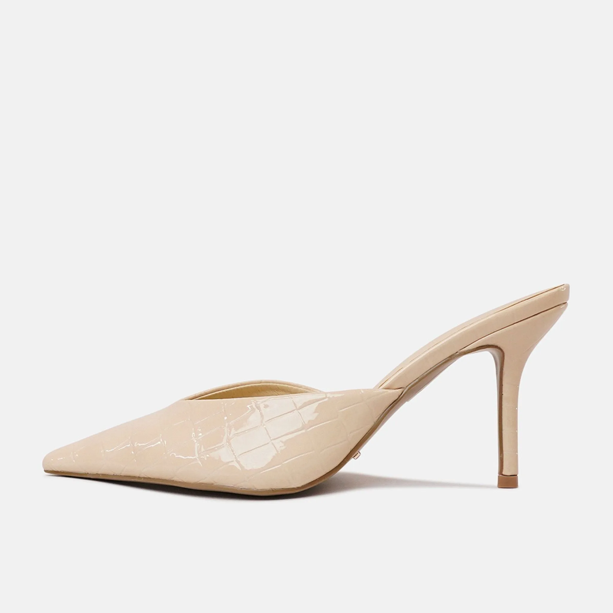Karey Vanilla Patent Croc High Heels
