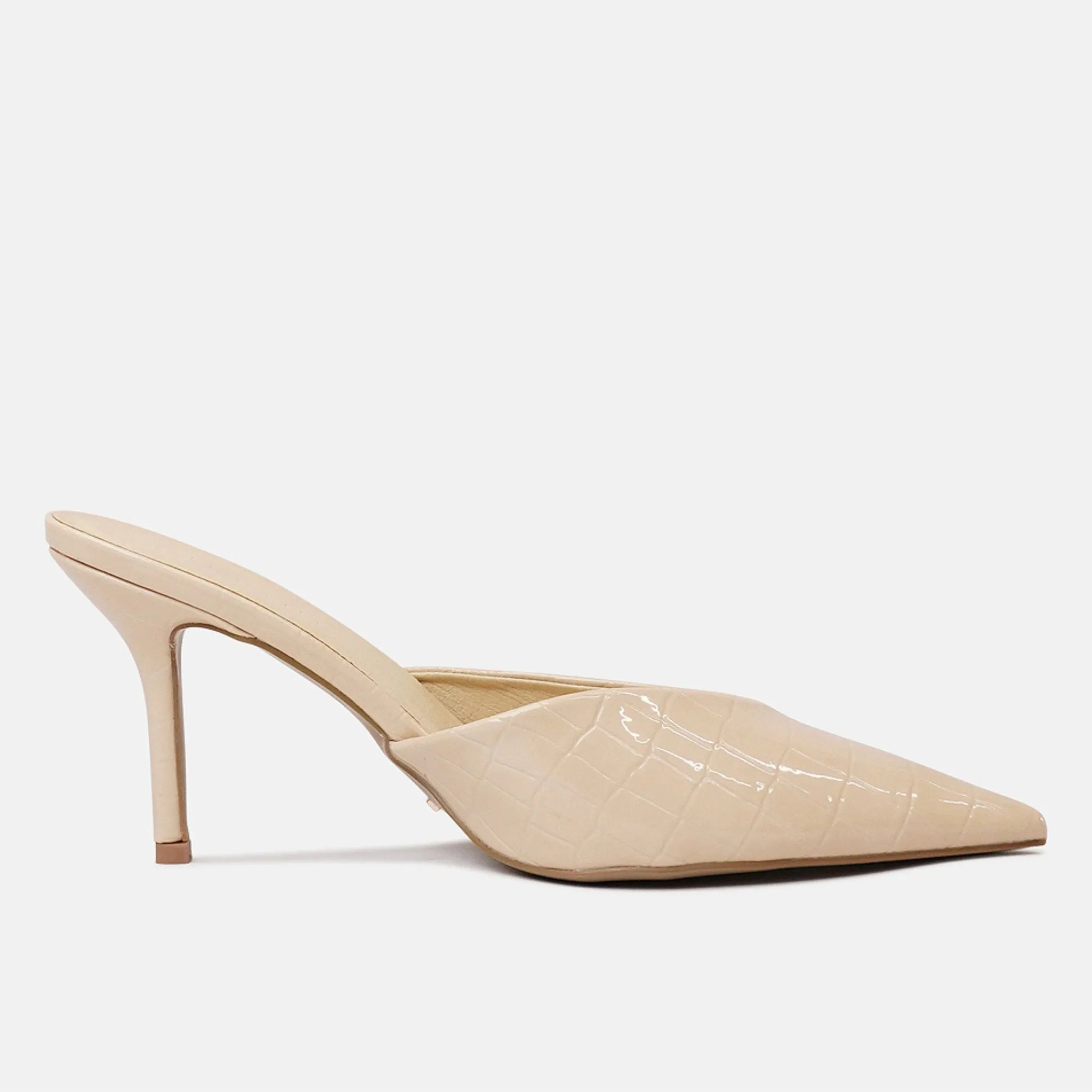 Karey Vanilla Patent Croc High Heels