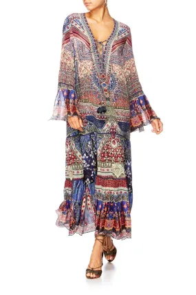 LACE UP DRESS WITH TIERED HEM OVERNIGHT BAG