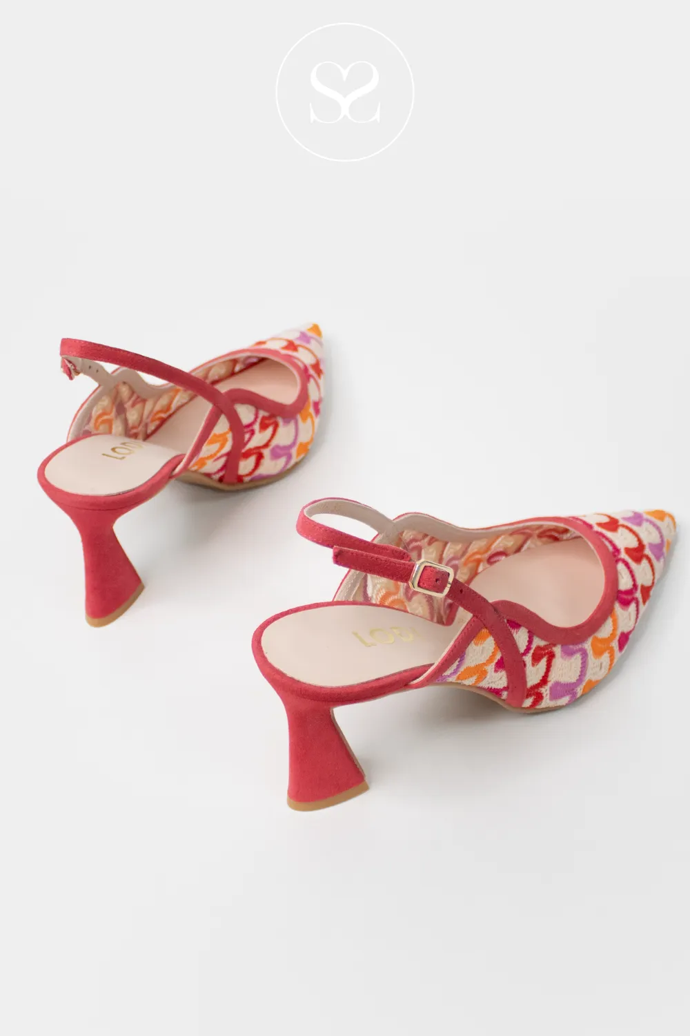 LODI RASERIA WOVEN PINK SLING BACK HEELS