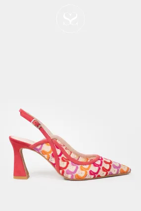 LODI RASERIA WOVEN PINK SLING BACK HEELS