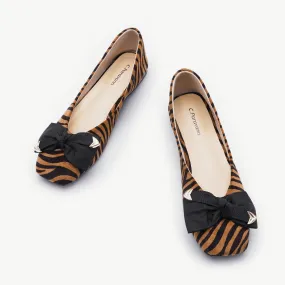 Metal Bowknot Square Flats Tiger