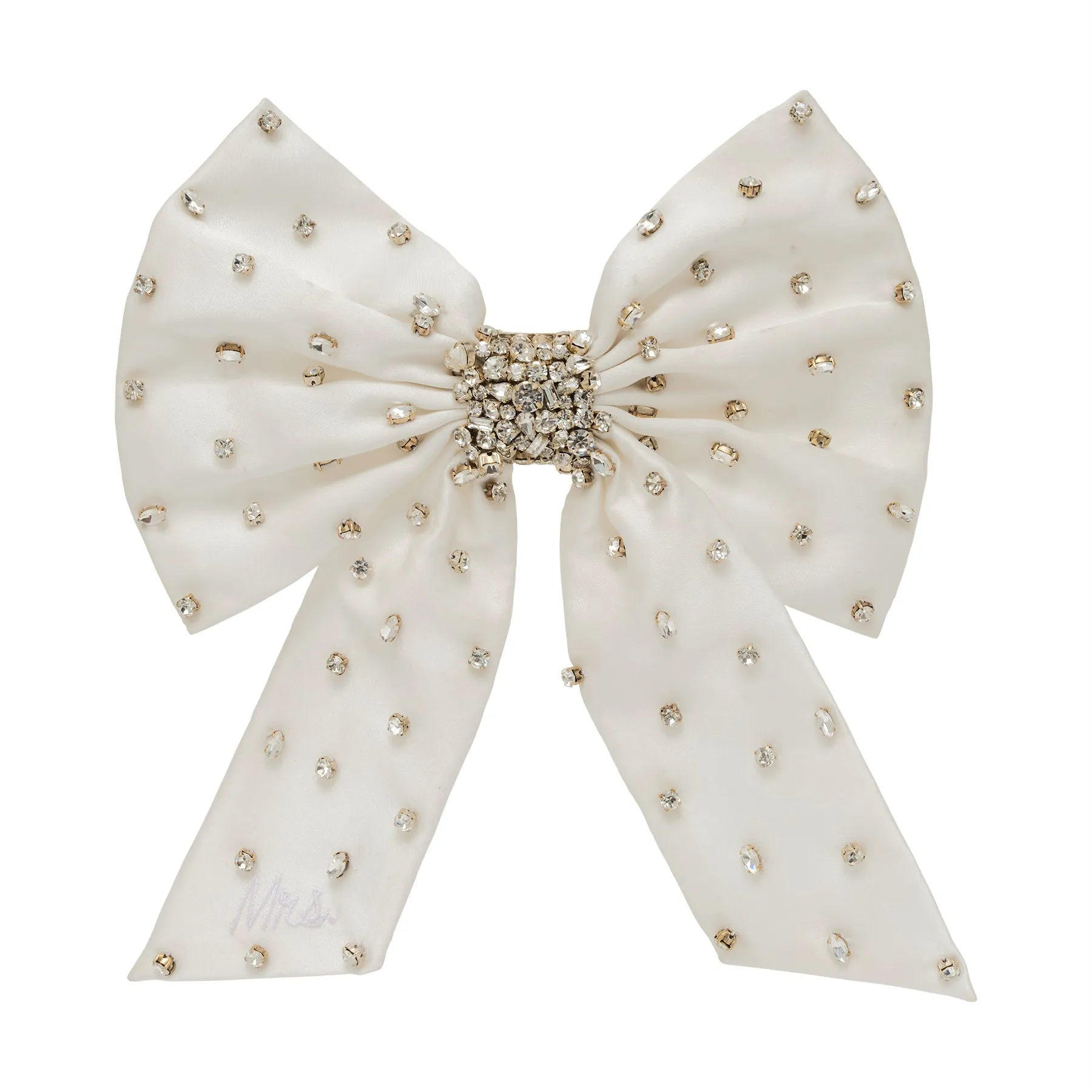 Mrs. Grace Crystal Bow Hairclip White