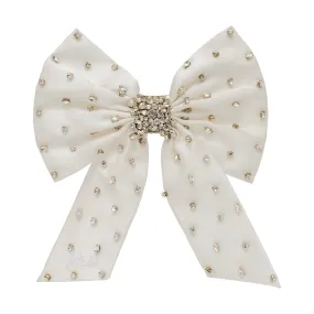 Mrs. Grace Crystal Bow Hairclip White