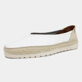 Noelia White Leather Espadrilles