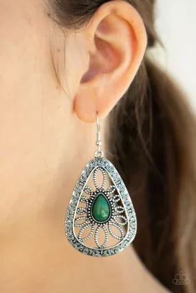 Paparazzi Earring ~ Floral Frill - Green