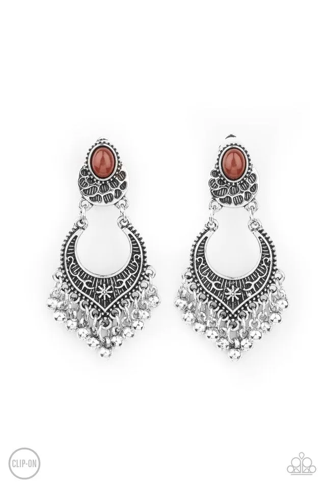 Paparazzi Earring ~ Summery Gardens - Brown