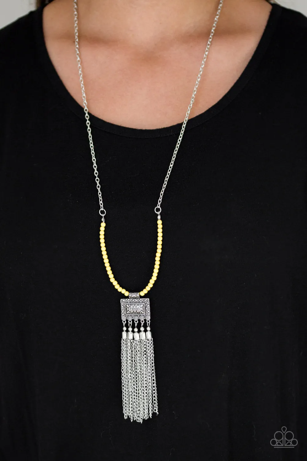 Paparazzi Mayan Masquerade Yellow Long Necklace - P2TR-YWXX-060XX