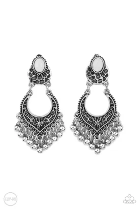 Paparazzi Summery Gardens - White Clip On Earring