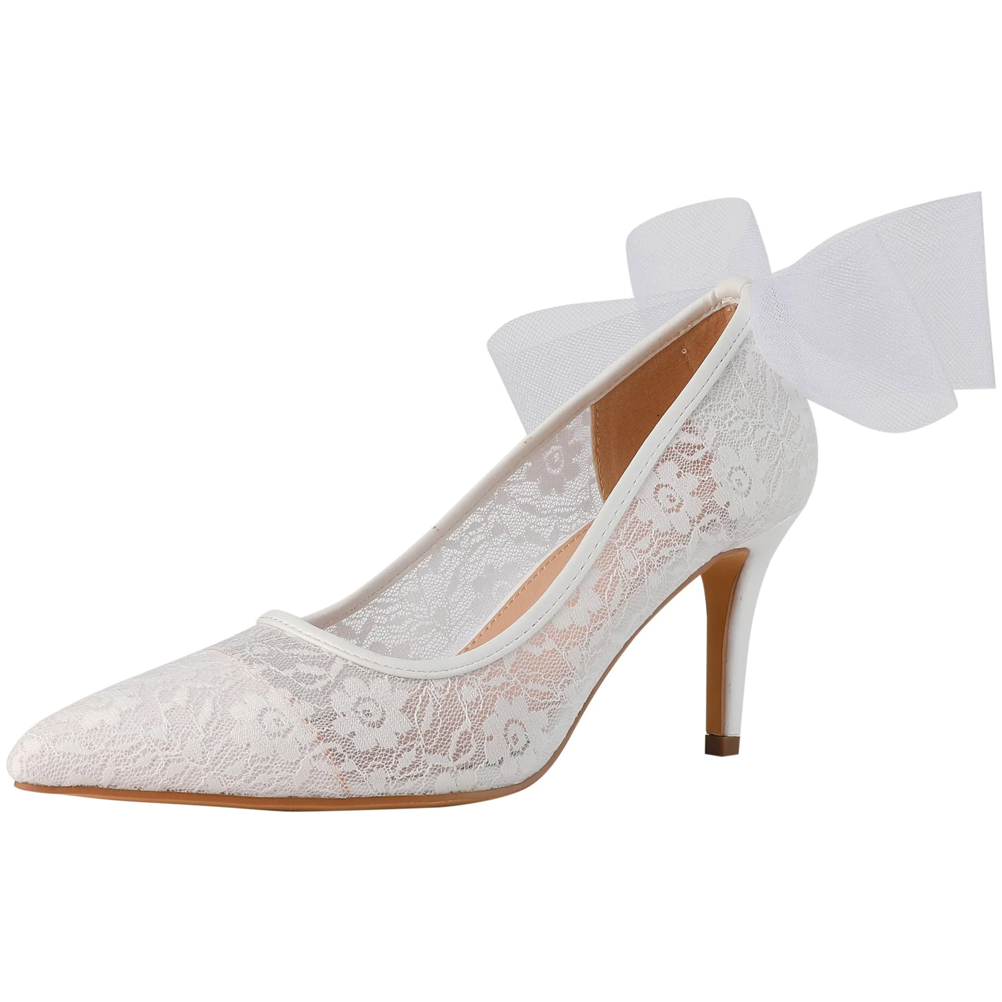 Pointed Toe Bow Decor Stiletto Heel Pumps for Women