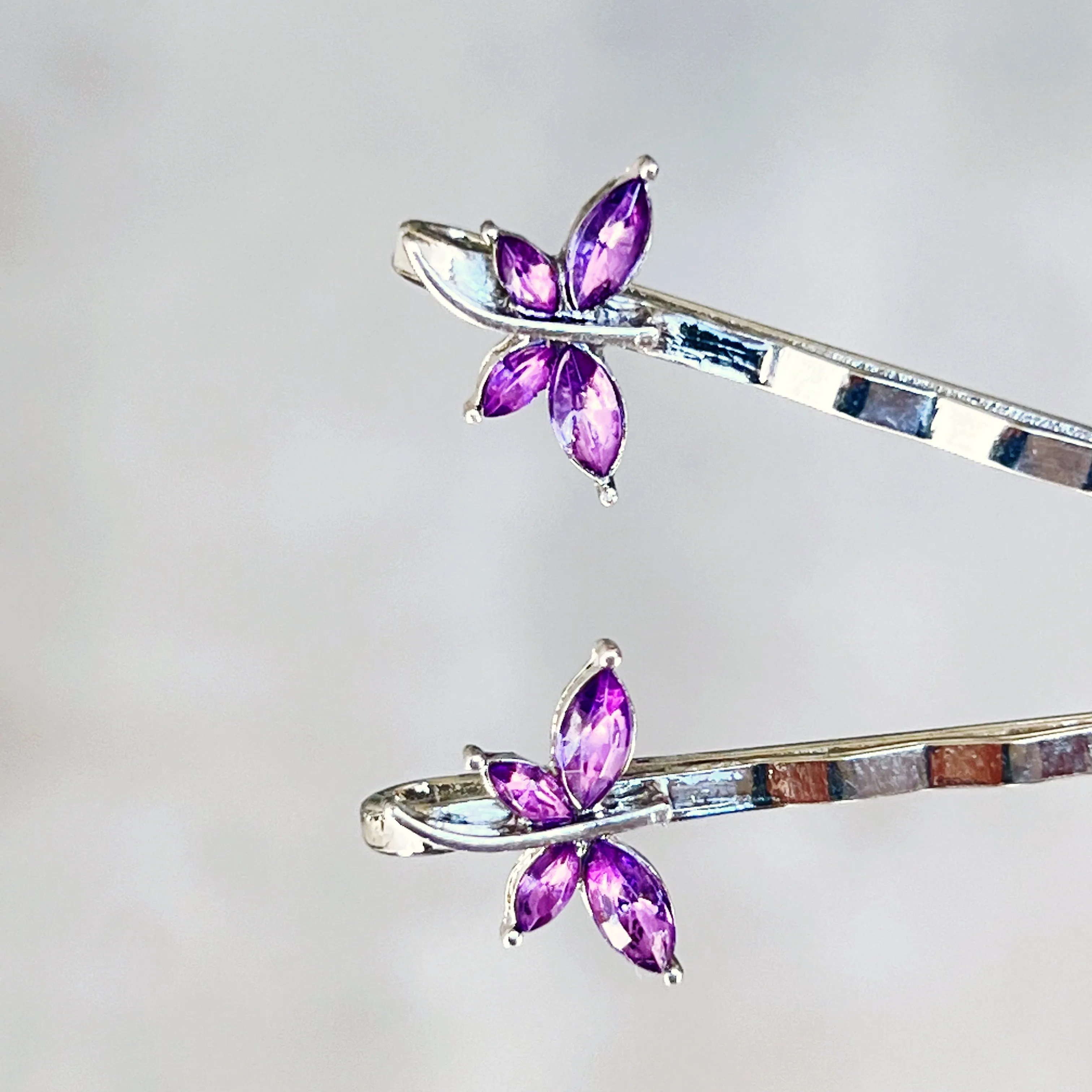 Purple Dragonfly Hair Pin, Hair Pins For Woman, Womens Hair Clip, Womens Bobby Pins, Dragonfly Bobby Pin, Rhinestone Hair Pin, Womans Barrettes