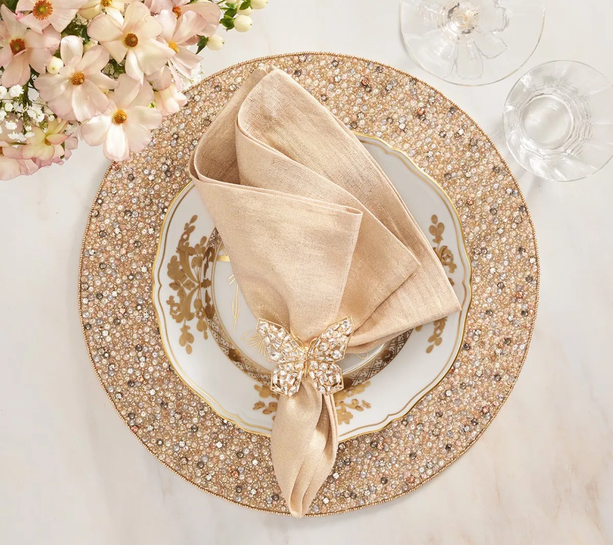 Rapture Placemat in Champagne & Crystal, Set of 2