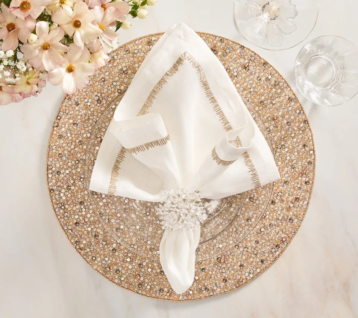 Rapture Placemat in Champagne & Crystal, Set of 2