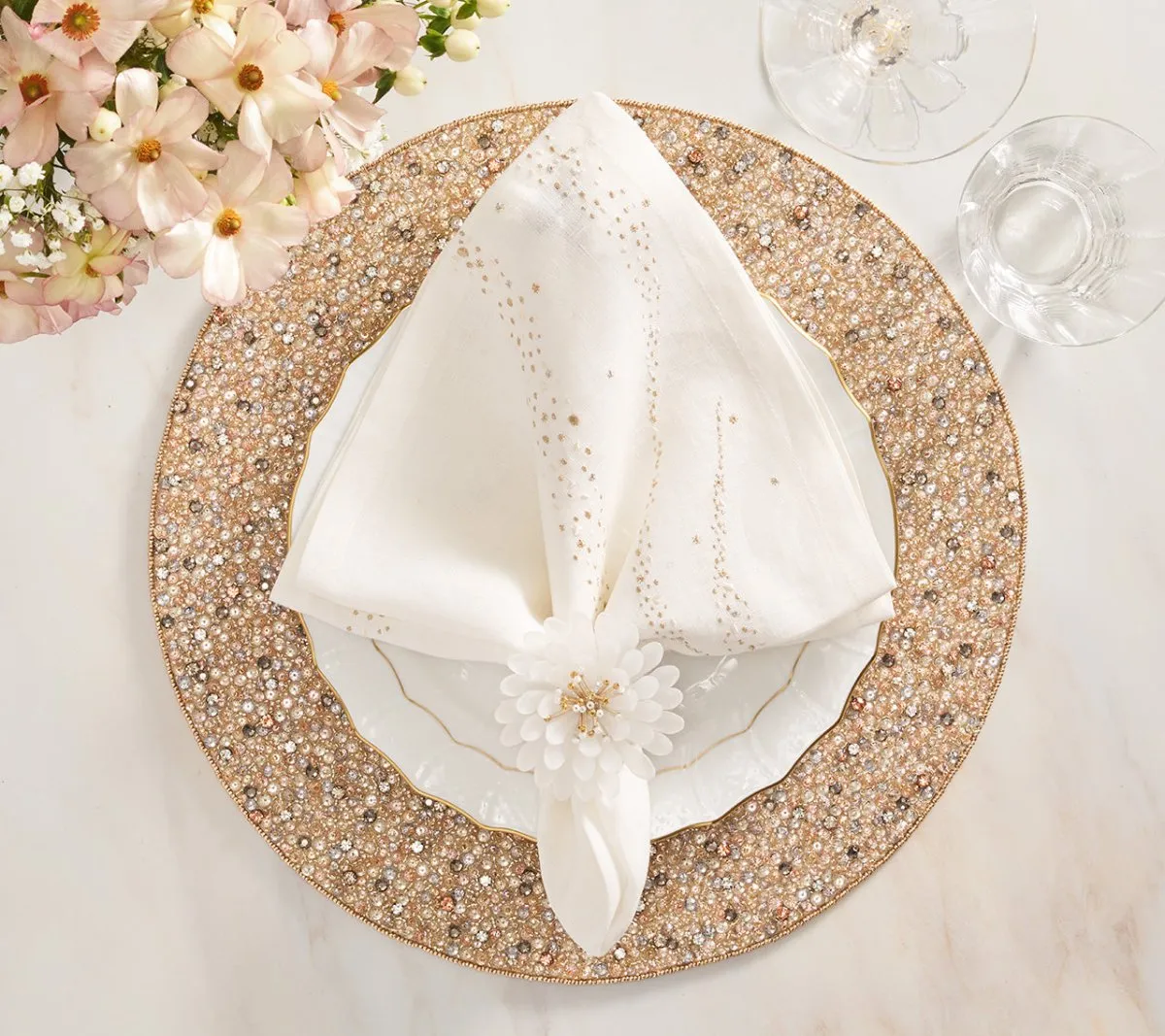 Rapture Placemat in Champagne & Crystal, Set of 2