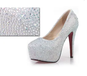 Rhinestone High Heels Platform Shoes Women Pumps Party Wedding Shoes, SY0132