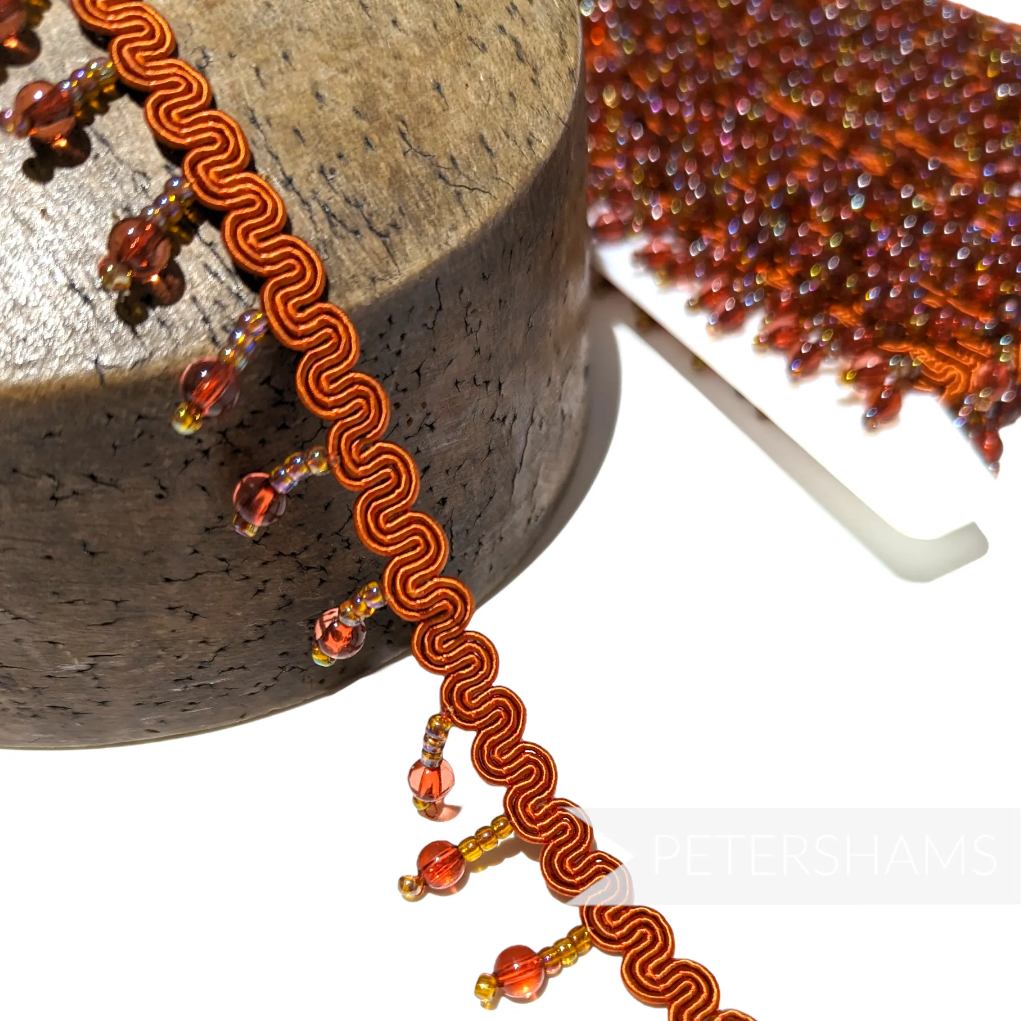 Round Bead Fringe on Wavy Gimp Braid Trim - 1m
