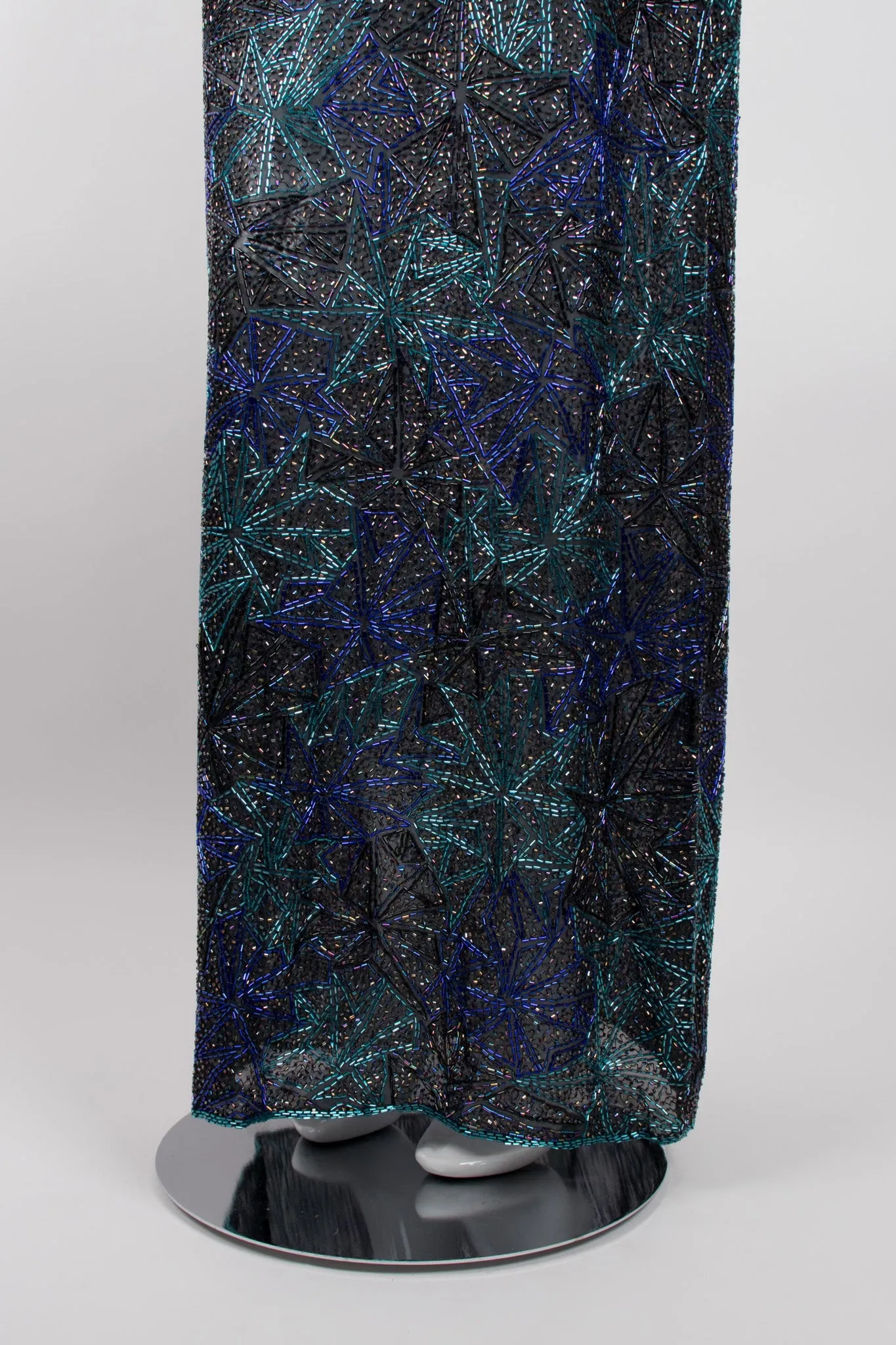 Sheer Blue Beaded Shift Gown