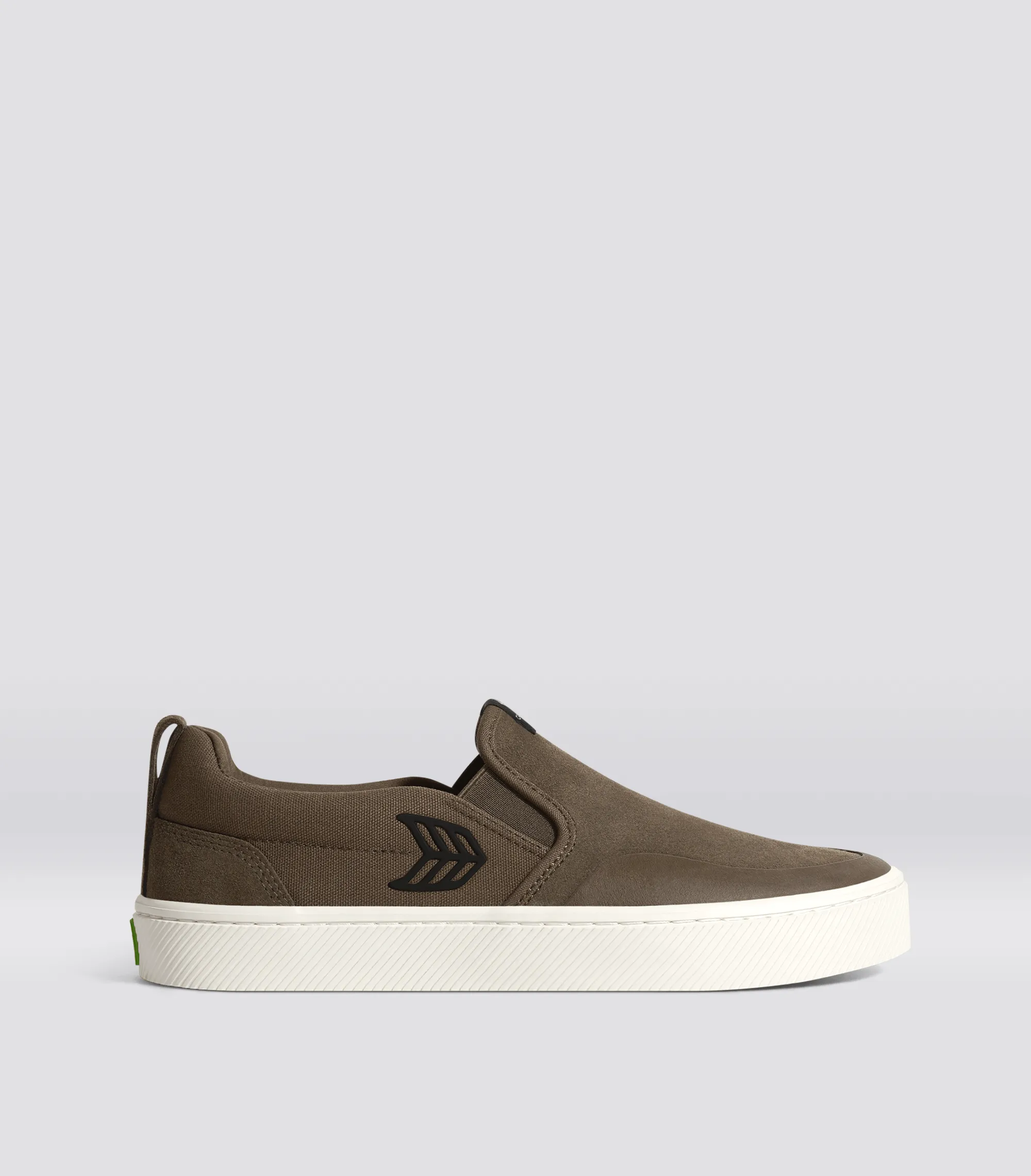 SLIP-ON PRO Dark Khaki Suede and Canvas Black Logo Sneaker Women