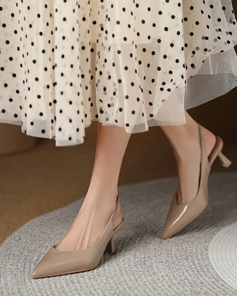 Solid color temperament pointed high heels