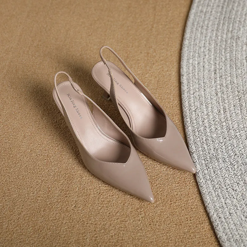Solid color temperament pointed high heels