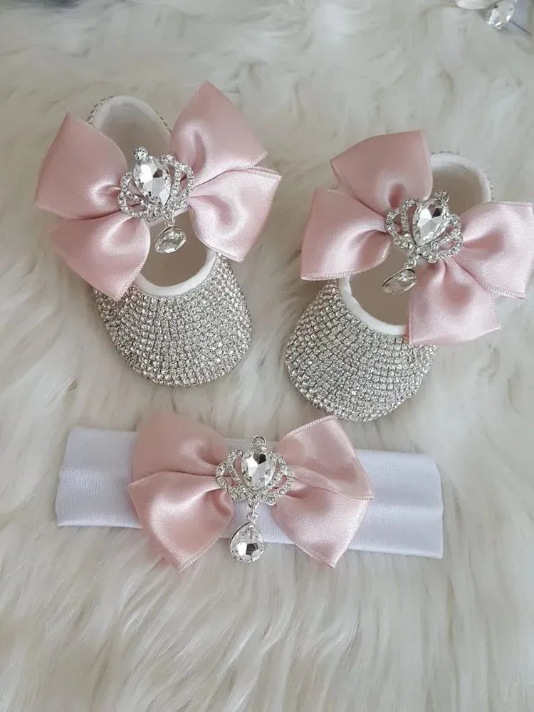Sparkling Shoes and Headpiece Set - Princesca Pink