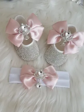 Sparkling Shoes and Headpiece Set - Princesca Pink