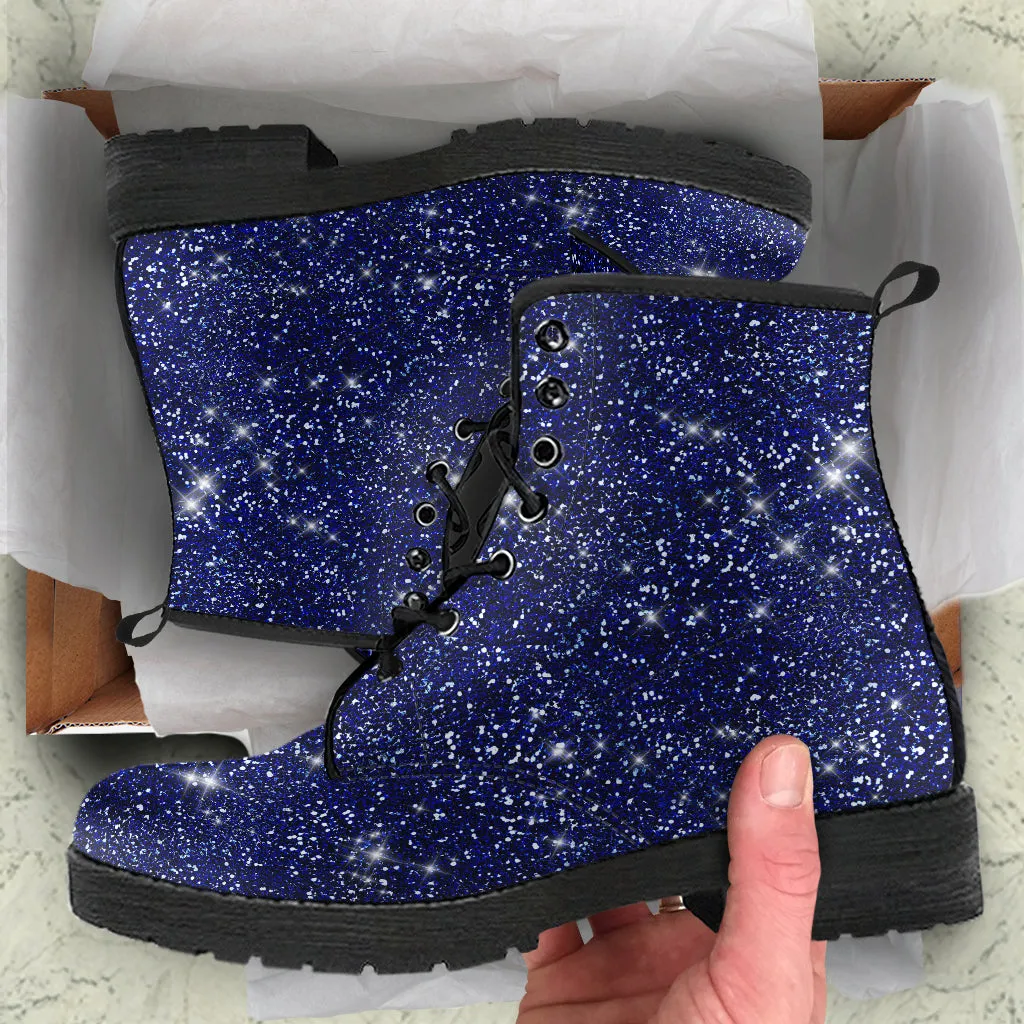 Twinkle Twinkle Little Star - Midnight Blue Women's Vegan Leather Combat Boots