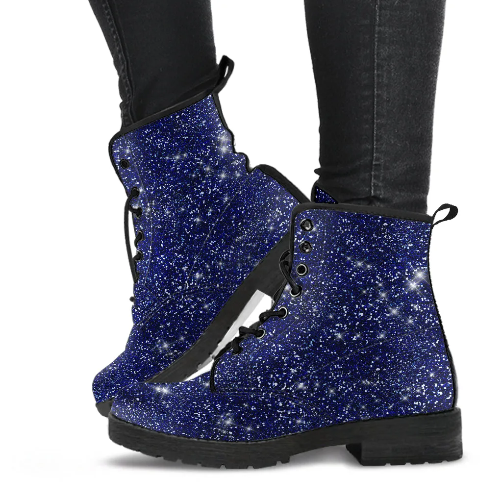 Twinkle Twinkle Little Star - Midnight Blue Women's Vegan Leather Combat Boots