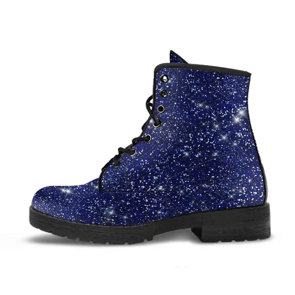 Twinkle Twinkle Little Star - Midnight Blue Women's Vegan Leather Combat Boots