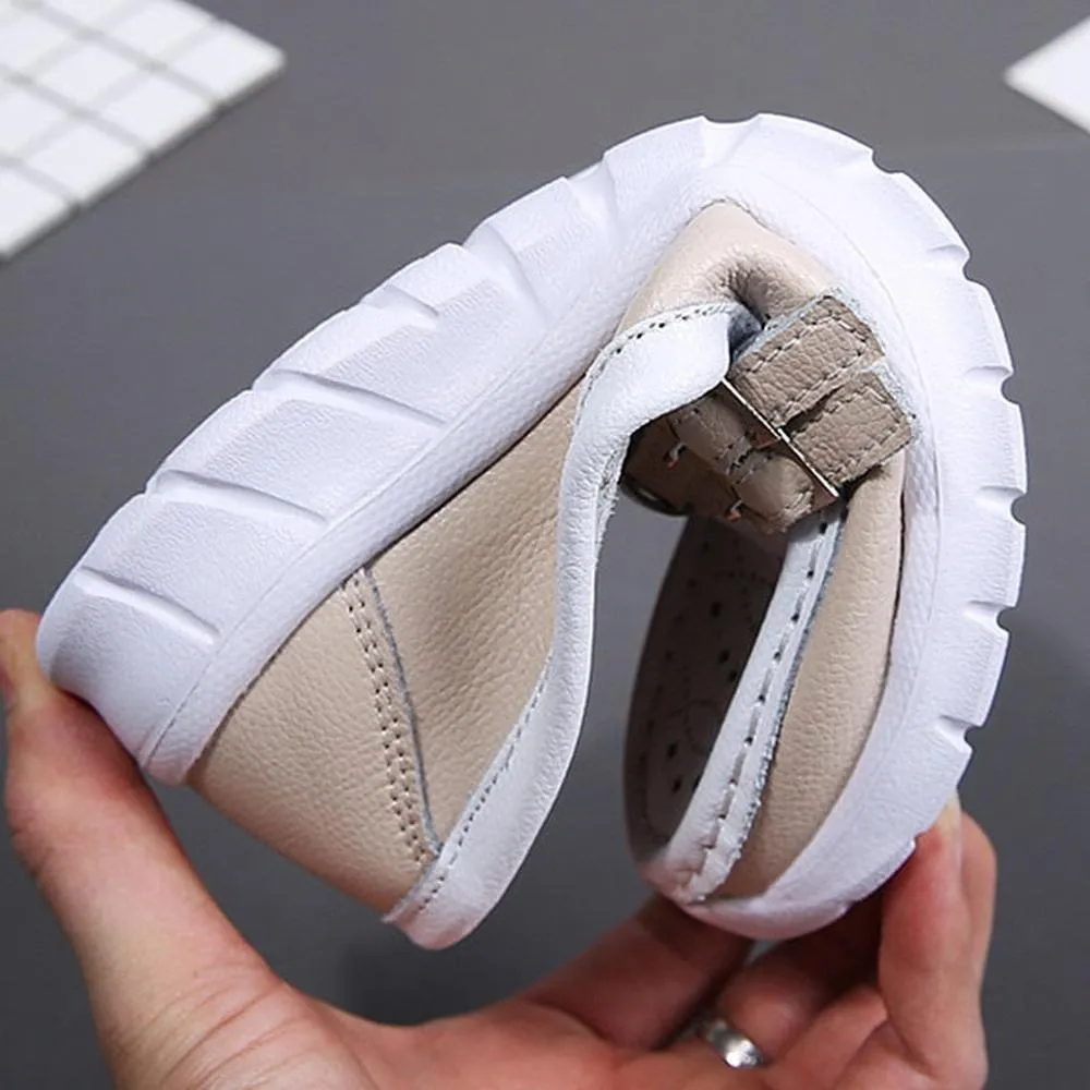 Women Genuine Leather Flats Moccasin Loafers Slip On Hollow EVA Shoes