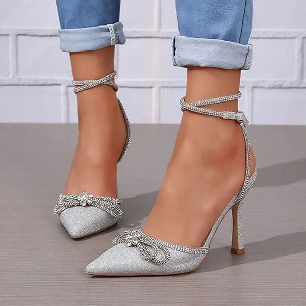 Women's Sexy Strappy Rhinestone High Heel Shoes 01832705C
