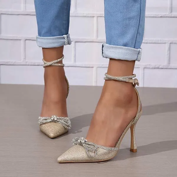Women's Sexy Strappy Rhinestone High Heel Shoes 01832705C